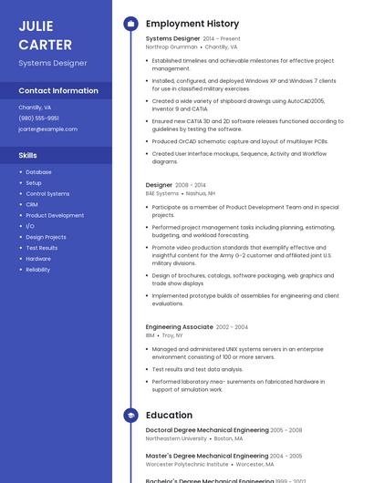 Systems Designer Resume