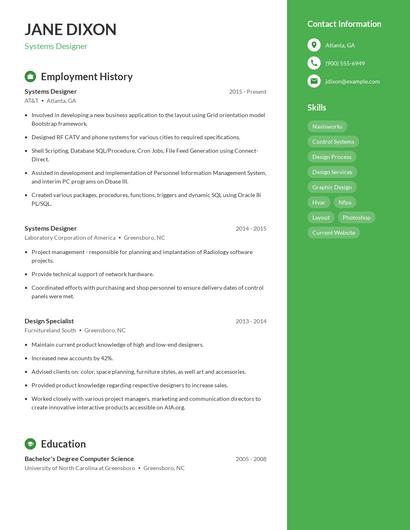 Systems Designer Resume
