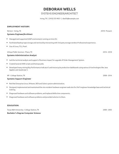 Systems Engineer/Architect Resume