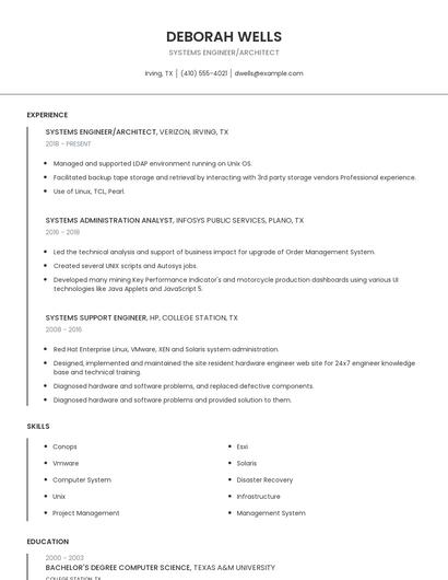 Systems Engineer/Architect Resume
