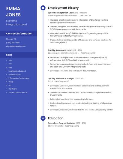 Systems Integration Lead Resume