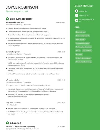 Systems Integration Lead Resume