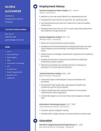 Systems Integration Senior Analyst Resume