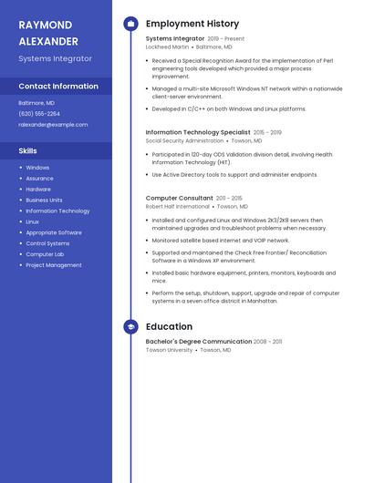 Systems Integrator Resume