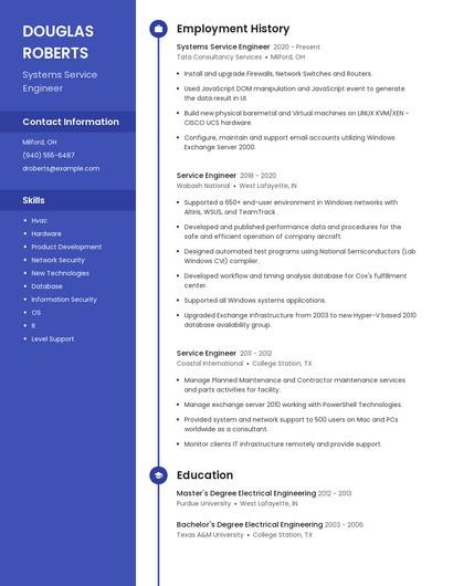 Systems Service Engineer Resume