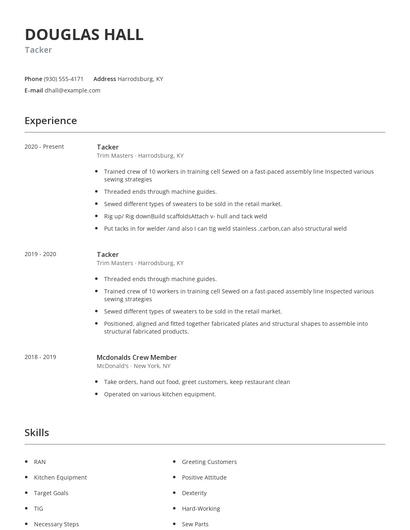 Tacker Resume