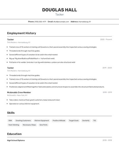 Tacker Resume
