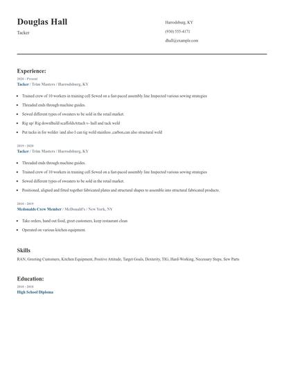 Tacker Resume