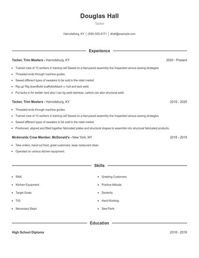 Tacker Resume