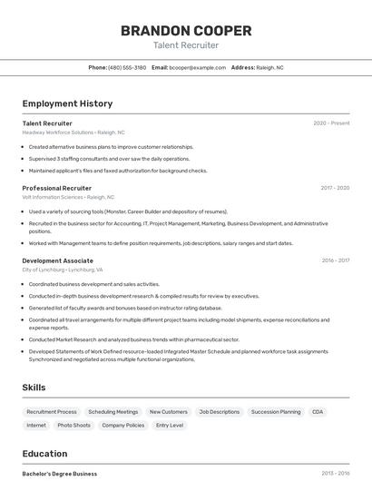 Talent Recruiter Resume