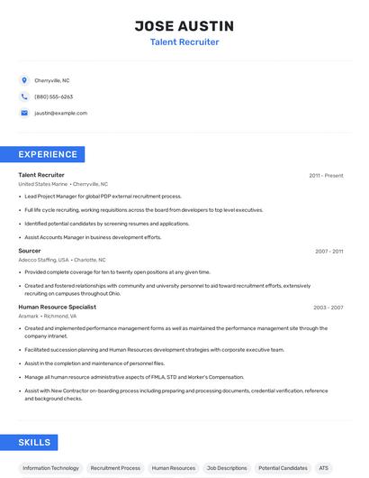 Talent Recruiter Resume