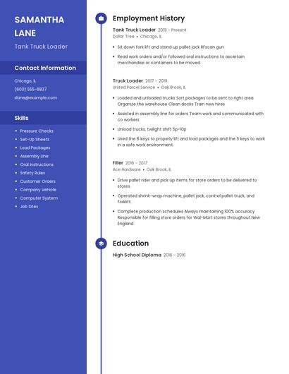 Tank Truck Loader Resume