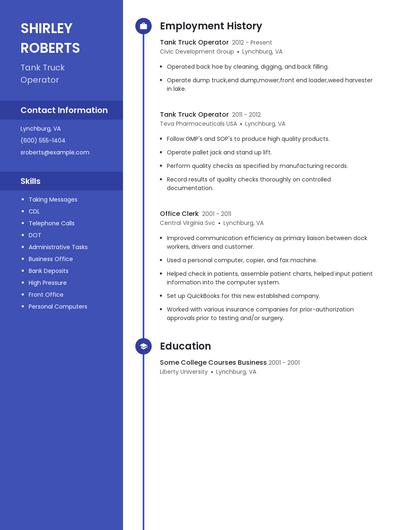 Tank Truck Operator Resume