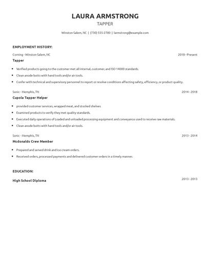 Tapper Resume