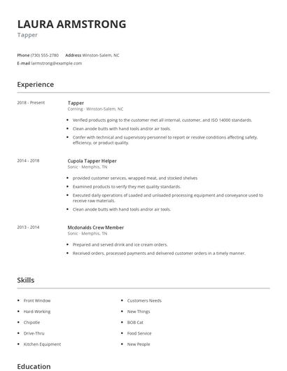 Tapper Resume
