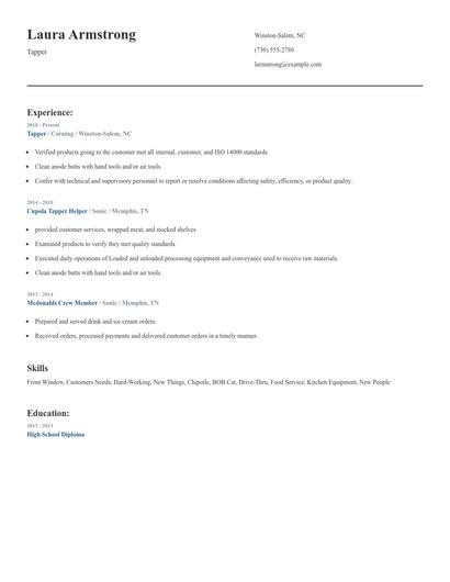 Tapper Resume