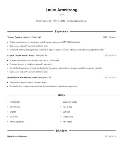 Tapper Resume