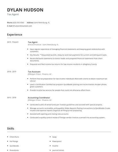 Tax Agent Resume