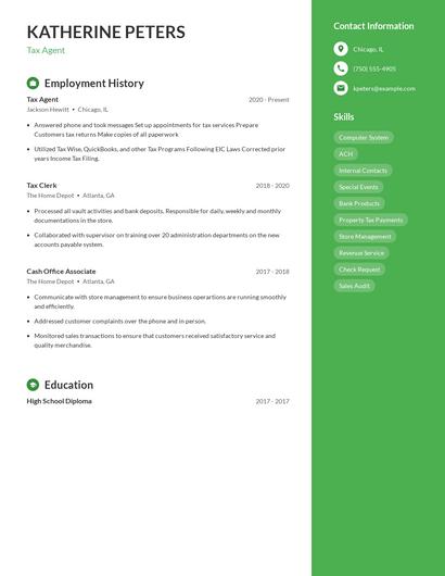 Tax Agent Resume