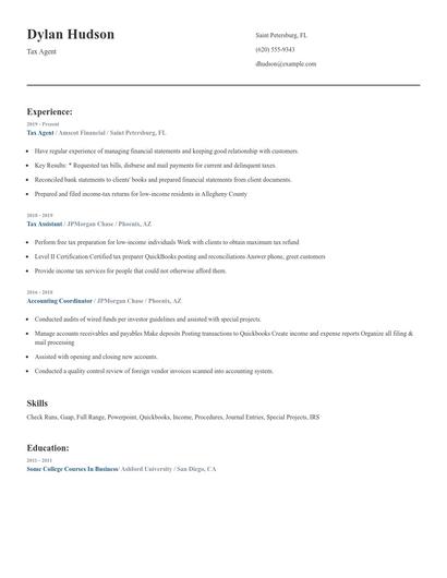 Tax Agent Resume