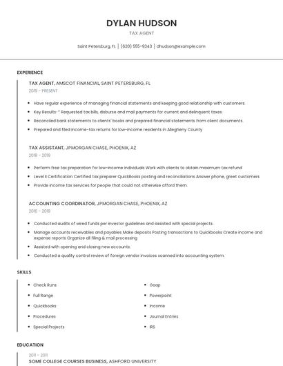 Tax Agent Resume