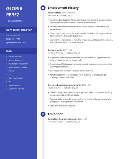 Tax Assistant Resume