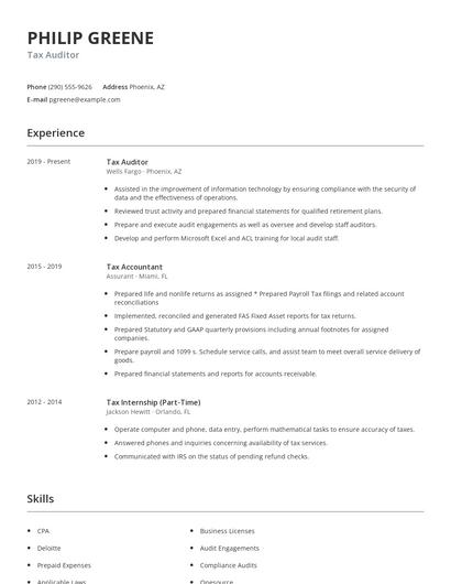 Tax Auditor Resume