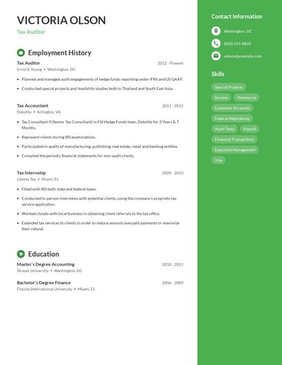 Tax Auditor Resume