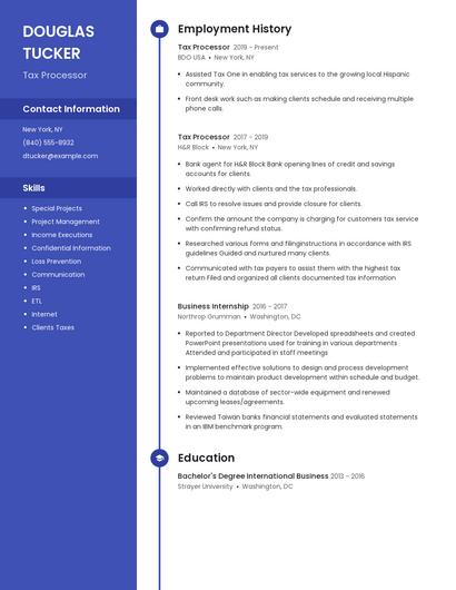 Tax Processor Resume
