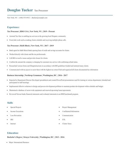Tax Processor Resume