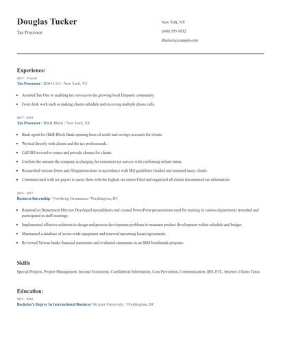 Tax Processor Resume