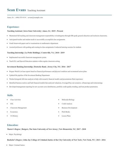 Teaching Assistant Resume