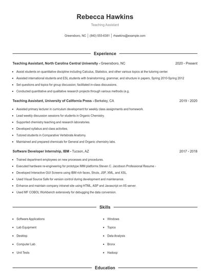 Teaching Assistant Resume