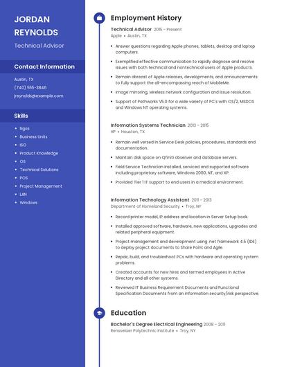 Technical Advisor Resume