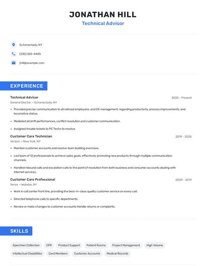 Technical Advisor Resume