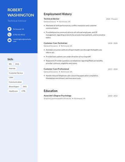 Technical Advisor Resume