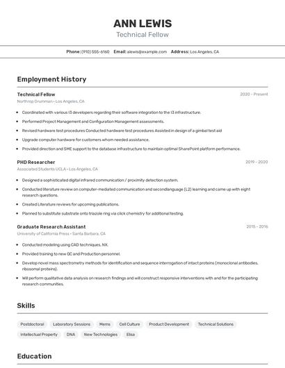 Technical Fellow Resume