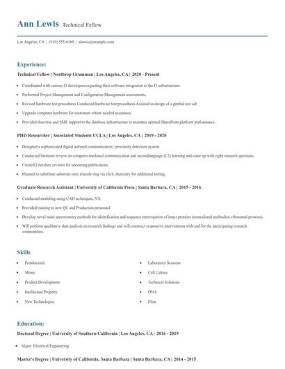 Technical Fellow Resume