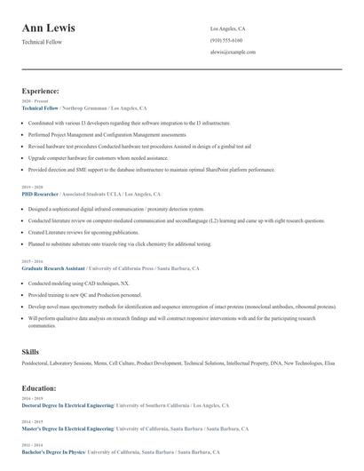 Technical Fellow Resume