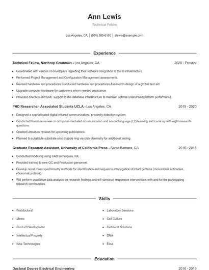 Technical Fellow Resume