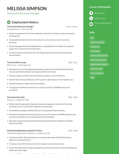 Technical Publications Manager Resume