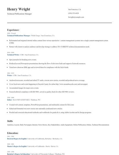 Technical Publications Manager Resume