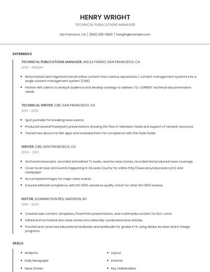Technical Publications Manager Resume