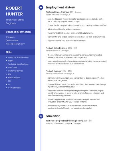 Technical Sales Engineer Resume