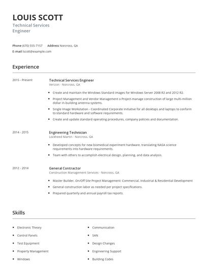 Technical Services Engineer Resume