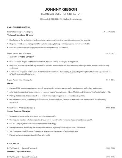 Technical Solutions Director Resume