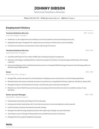 Technical Solutions Director Resume