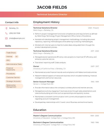 Technical Solutions Director Resume