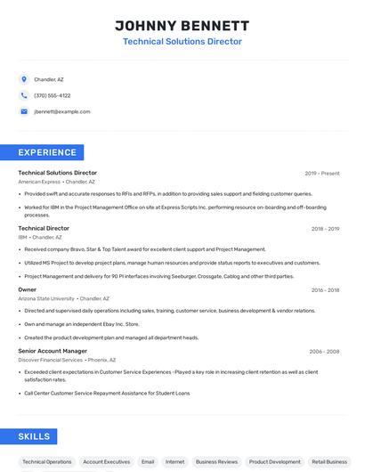 Technical Solutions Director Resume