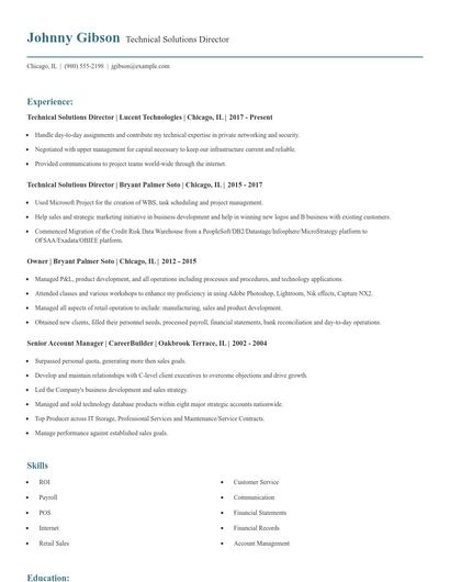 Technical Solutions Director Resume